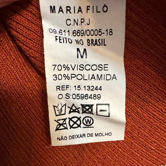 Maria Filó Burnt Orange Thin Knit Sweater with Ruffle Cuffs | NWT | Size M - Picture 3 of 6